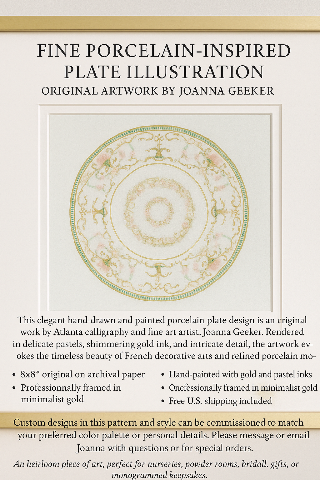 Porcelain Hand-Drawn Plate (Customizable with Pet, Monogram, Letter, or Name)