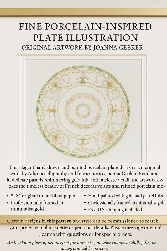 Porcelain Hand-Drawn Plate (Customizable with Pet, Monogram, Letter, or Name)