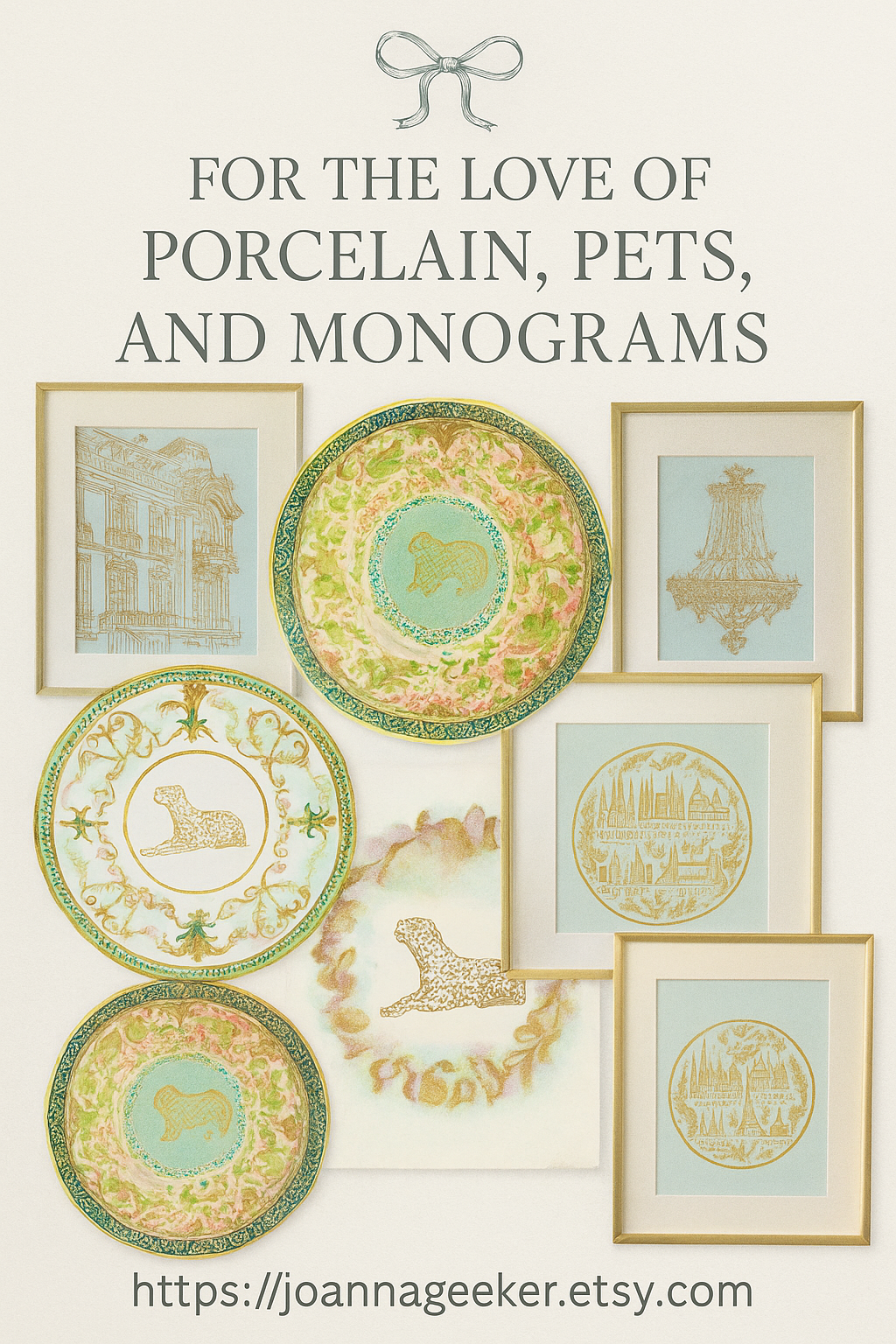 Porcelain Hand-Drawn Plate (Customizable with Pet, Monogram, Letter, or Name)