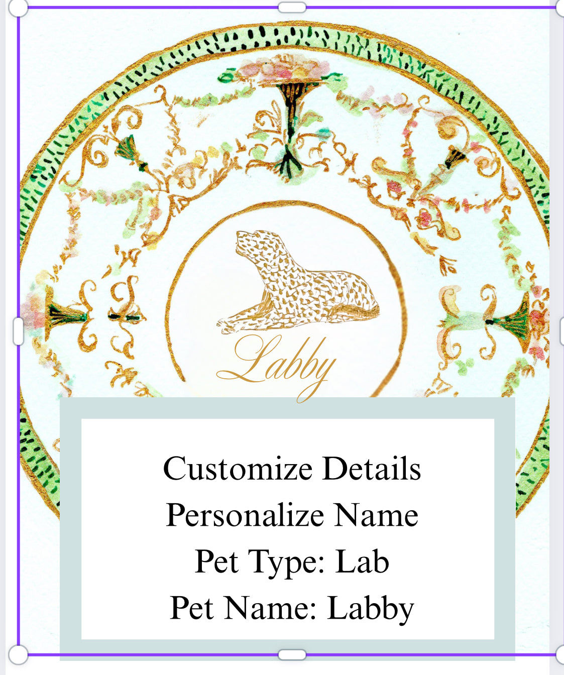 Porcelain Hand-Drawn Plate (Customizable with Pet, Monogram, Letter, or Name)